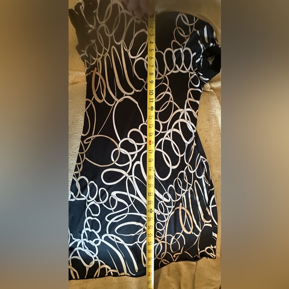 MKM Designs B&W Swirl Pattern Sheath Dress Cap Sleeve Knee Length Women's Sz S - Picture 13 of 14